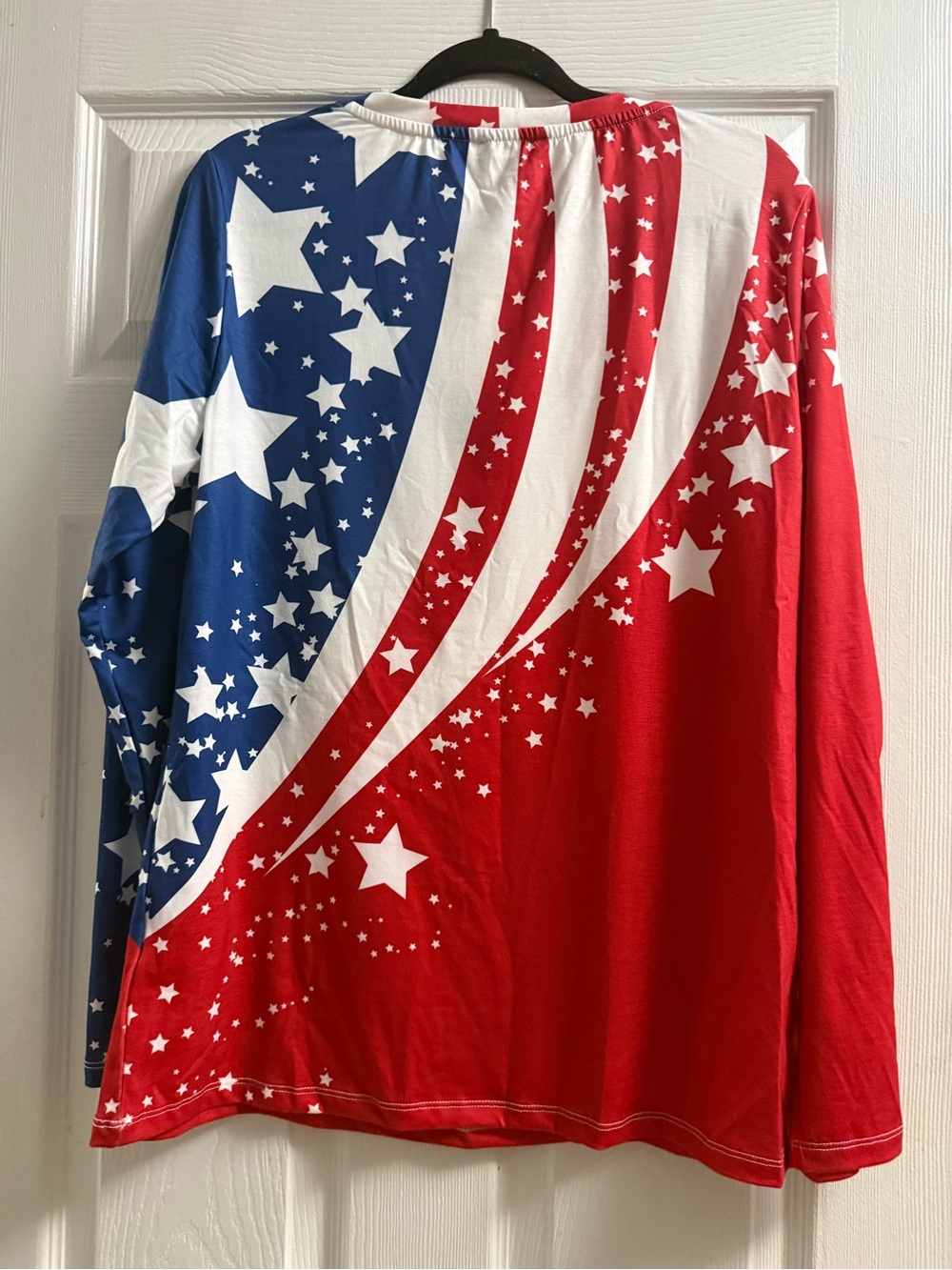 🆕 ShallWe American Independence Day patriotic v-neck long sleeve top size XL - Picture 6 of 10